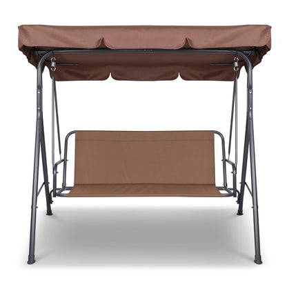 Gardeon Outdoor Swing Chair Garden Bench Furniture Canopy 3 Seater Coffee GSC-MAJKA-3S-CO
