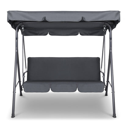 Gardeon Outdoor Swing Chair Garden Chair Bench Furniture Canopy 3 Seater Grey GSC-MAJKA-3S-GE