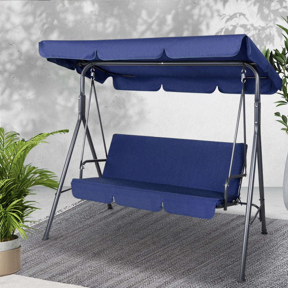 Gardeon Outdoor Swing Chair Garden Bench Furniture Canopy 3 Seater Navy GSC-MAJKA-3S-NY