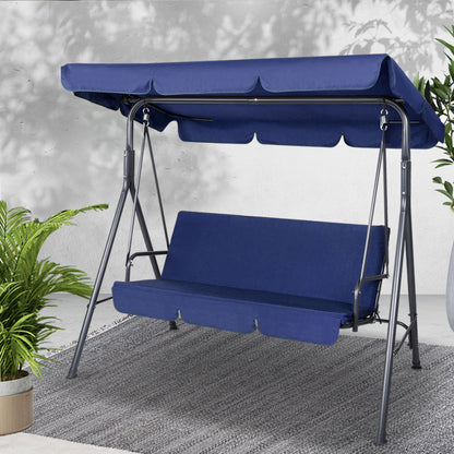 Gardeon Outdoor Swing Chair Garden Bench Furniture Canopy 3 Seater Navy GSC-MAJKA-3S-NY