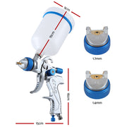 Giantz Spray Gun Paint Gun HVLP Gravity Feed 1.4mm 1.7mm 2.0mm Nozzles Included GSG-1SG-WH
