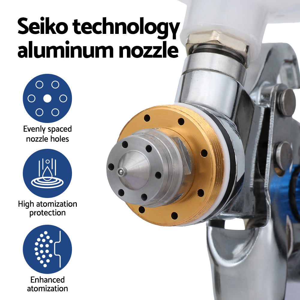 Giantz Spray Gun Paint Gun HVLP Gravity Feed 1.4mm 1.7mm 2.0mm Nozzles Included GSG-1SG-WH