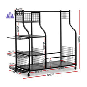 Everfit Golf Bag Storage Golf Storage Garage Organizer with Wheels Black GSR-A-2T-BL