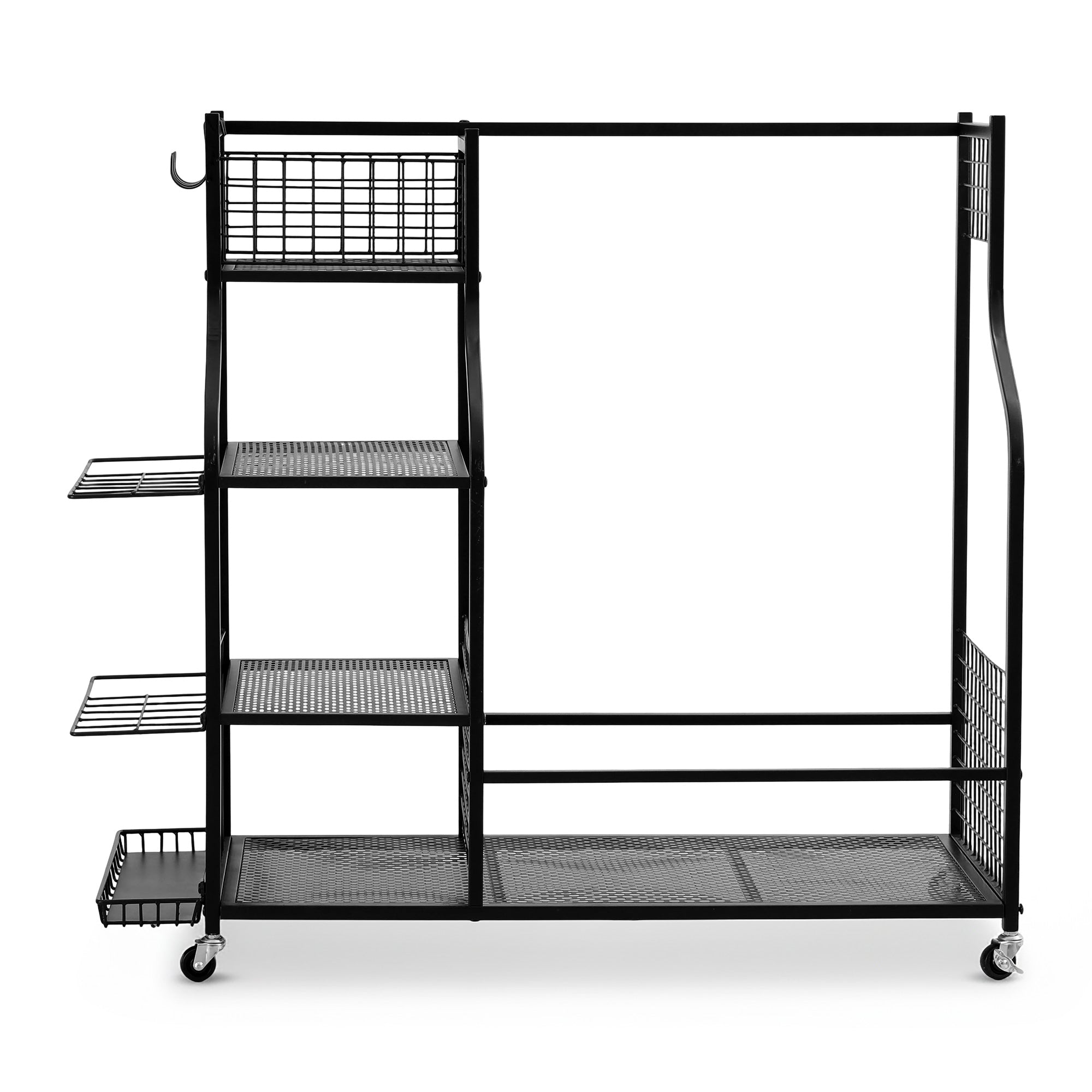 Everfit Golf Bag Storage Golf Storage Garage Organizer with Wheels Black GSR-A-2T-BL