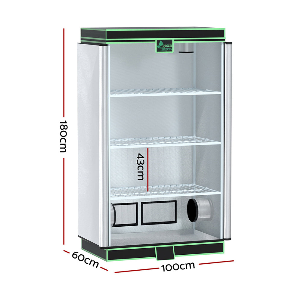 Green Fingers Grow Tent 100x60x180cm 4 Tiers Kits Hydroponics Indoor Grow System GT-D-100X60X180-BK