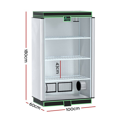 Green Fingers Grow Tent 100x60x180cm 4 Tiers Kits Hydroponics Indoor Grow System GT-D-100X60X180-BK