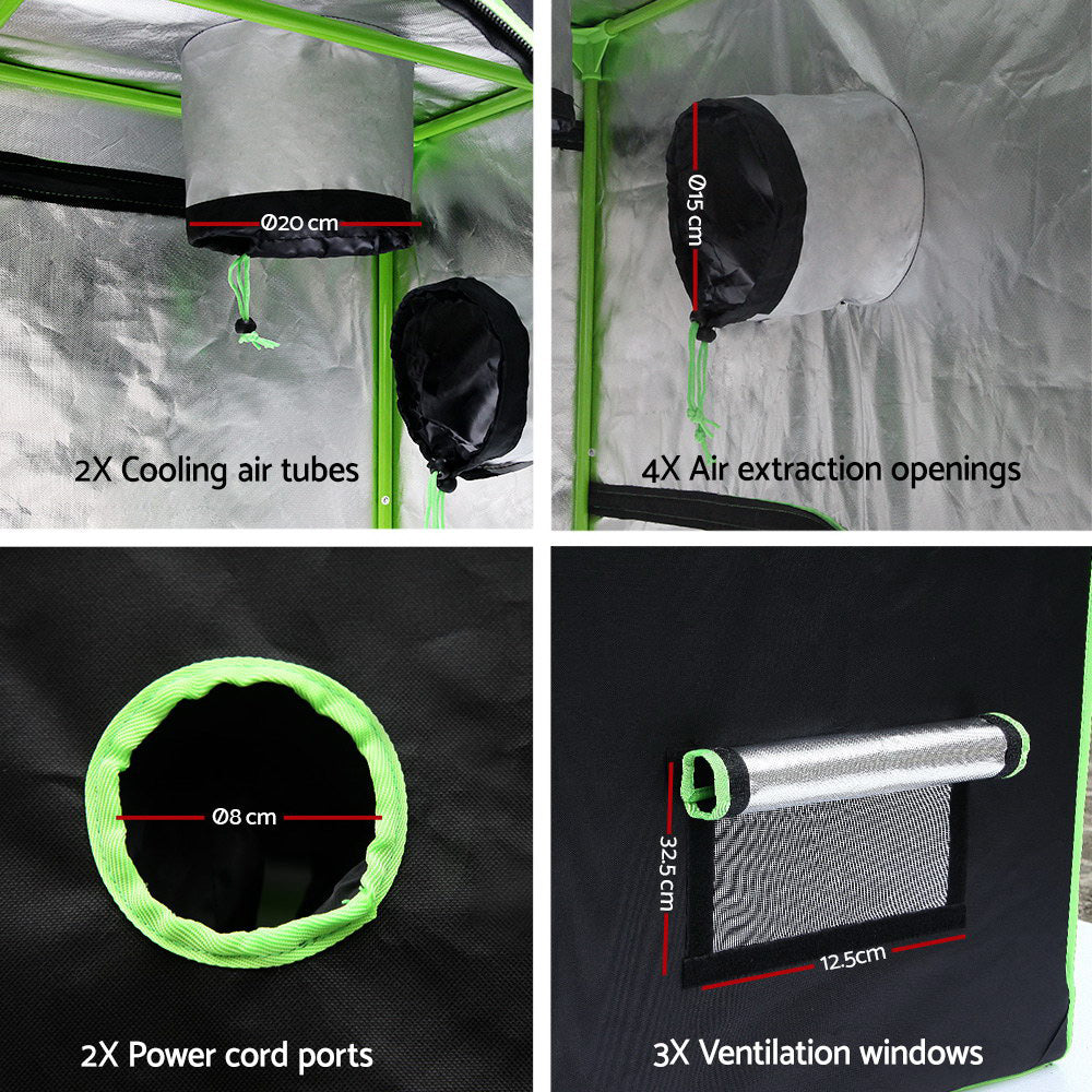 Green Fingers Grow Tent 120x120x200CM Hydroponics Kit Indoor Plant Room System GT-D-120X120X200