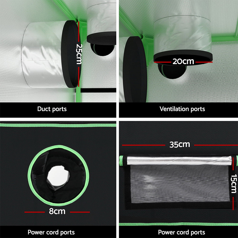 Green Fingers Grow Tent Kits 240x240x200cm Hydroponics Indoor Grow System Black GT-D-240X240X200-BK