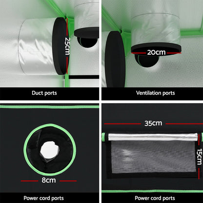 Green Fingers Grow Tent Kits 240x240x200cm Hydroponics Indoor Grow System Black GT-D-240X240X200-BK
