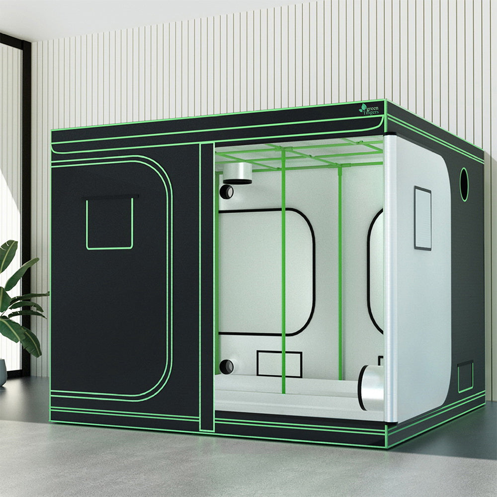 Green Fingers Grow Tent Kits 240x240x200cm Hydroponics Indoor Grow System Black GT-D-240X240X200-BK
