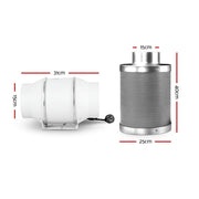 Greenfingers 6"Ventilation Kit Fan Grow Tent Kit Carbon Filter Duct Speed Controlled,Greenfingers GT-KIT-DUCT-6IN