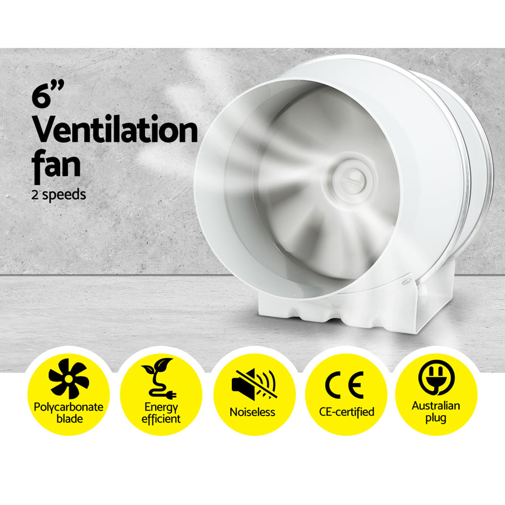 Greenfingers 6"Ventilation Kit Fan Grow Tent Kit Carbon Filter Duct Speed Controlled,Greenfingers GT-KIT-DUCT-6IN