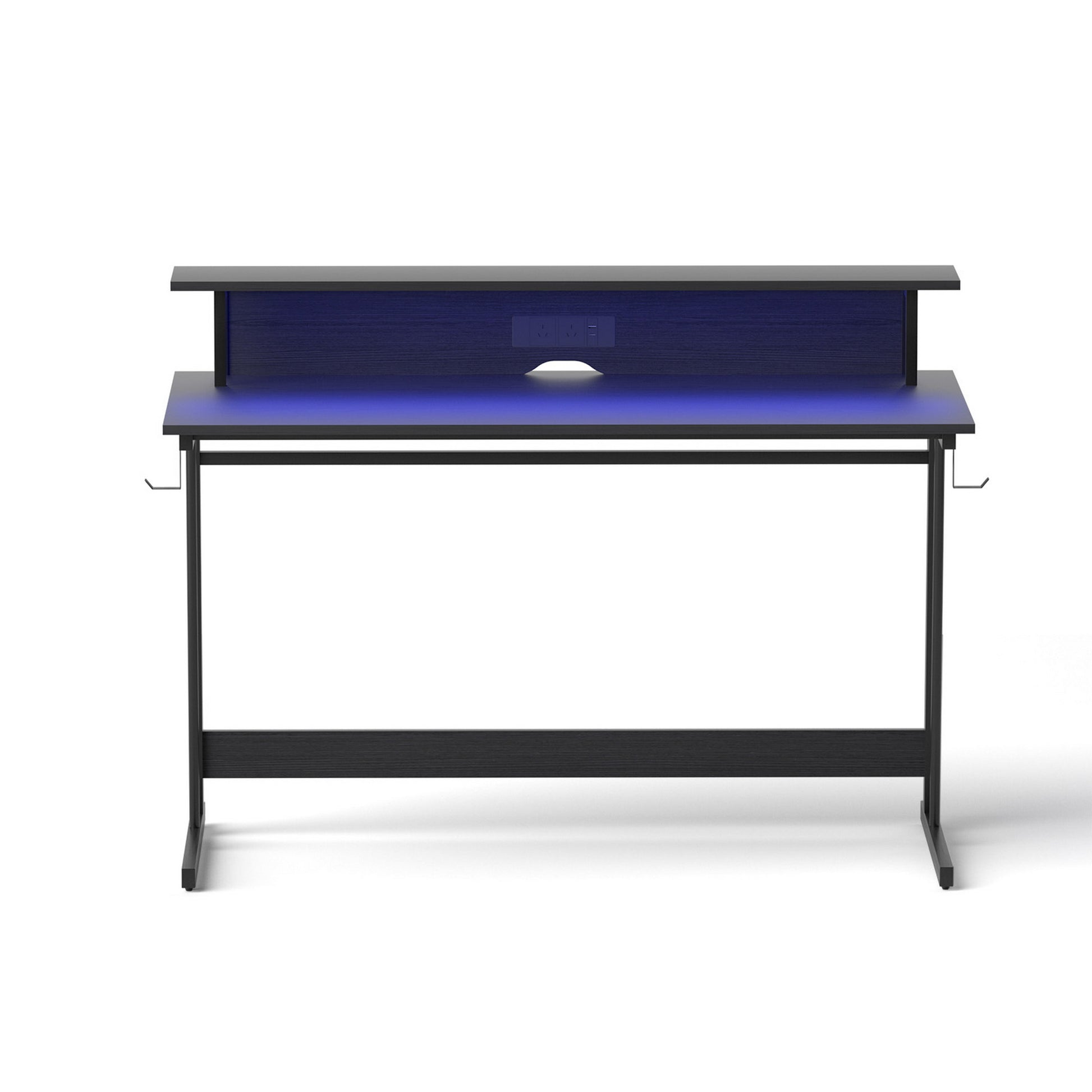 Artiss Gaming Desk with LED Lights Computer Desk Table with Monitor Shelf Power 120cm GTABLE-C-25181-BK
