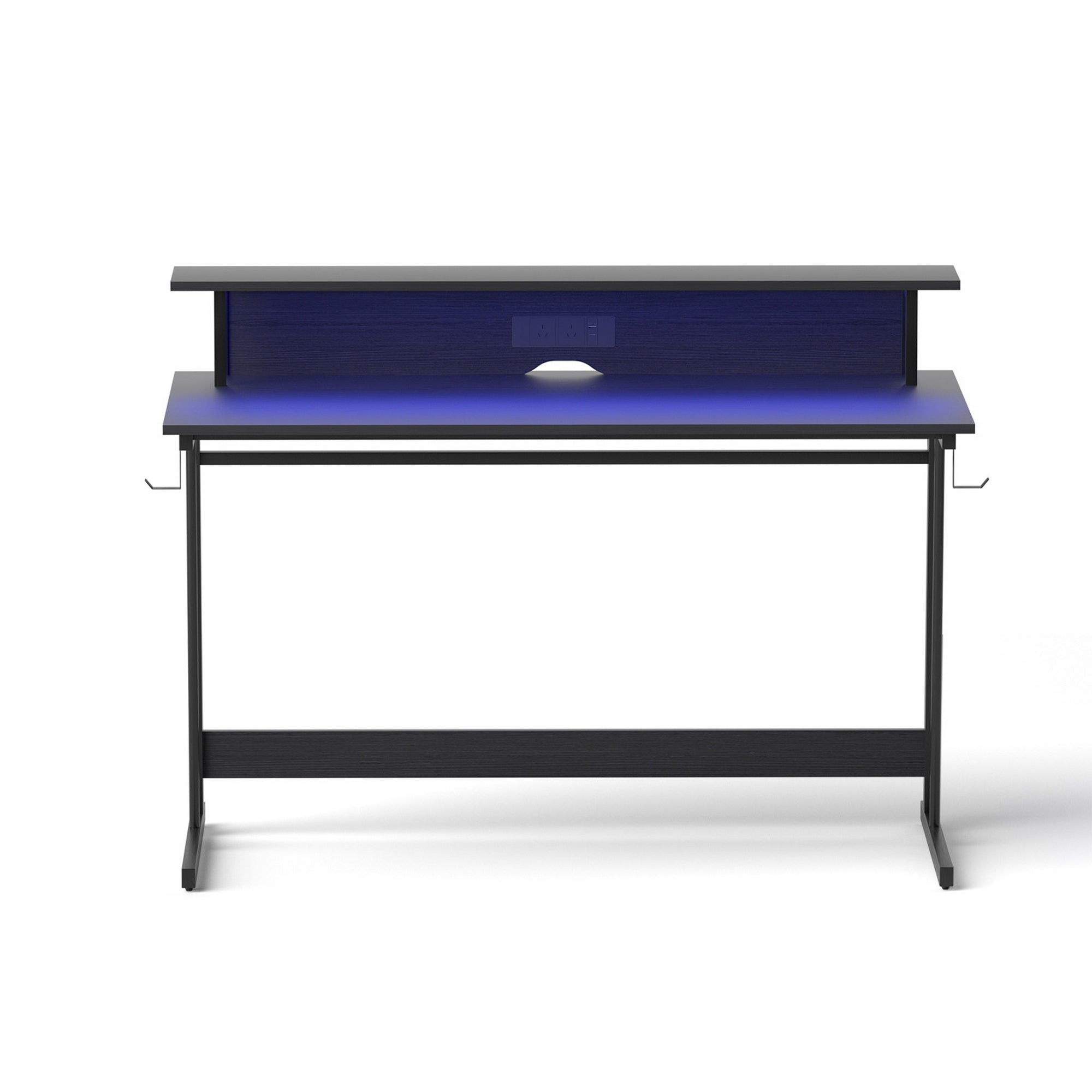 Artiss Gaming Desk with LED Lights Computer Desk Table with Monitor Shelf Power 120cm GTABLE-C-25181-BK