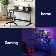 Artiss Gaming Desk with LED Lights Computer Desk Table with Monitor Shelf Power 120cm GTABLE-C-25181-BK