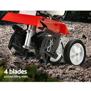 Giantz 63CC Tiller Garden Cultivator Rototiller 4 Blades Soil Plower Rotary Hoe GTC-EITW-4B-N-RD