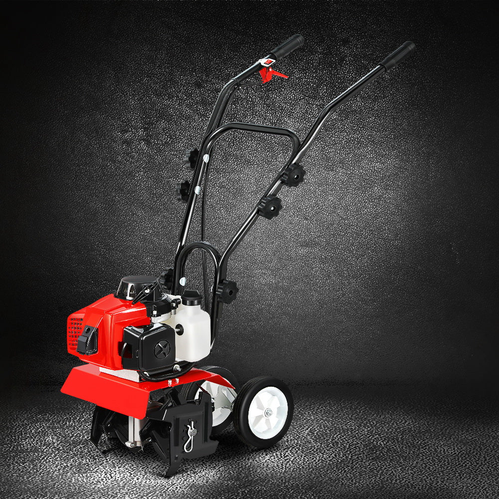 Giantz 63CC Tiller Garden Cultivator Rototiller 4 Blades Soil Plower Rotary Hoe GTC-EITW-4B-N-RD