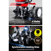 Giantz 65CC Tiller Rototiller Garden Cultivator 4 Blades Soil Power Rotary Hoe GTC-ET-4B-OG