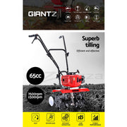 Giantz 65CC Tiller Rototiller Garden Cultivator 6 Blades Soil Power Rotary Hoe GTC-ET-6B-OG
