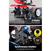 Giantz 65CC Tiller Rototiller Garden Cultivator 6 Blades Soil Power Rotary Hoe GTC-ET-6B-OG