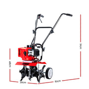 Giantz 65CC Tiller Garden Cultivator Rototiller 4 Blades Soil Plower Mini Rotary Hoe GTC-SIF-4B-OG