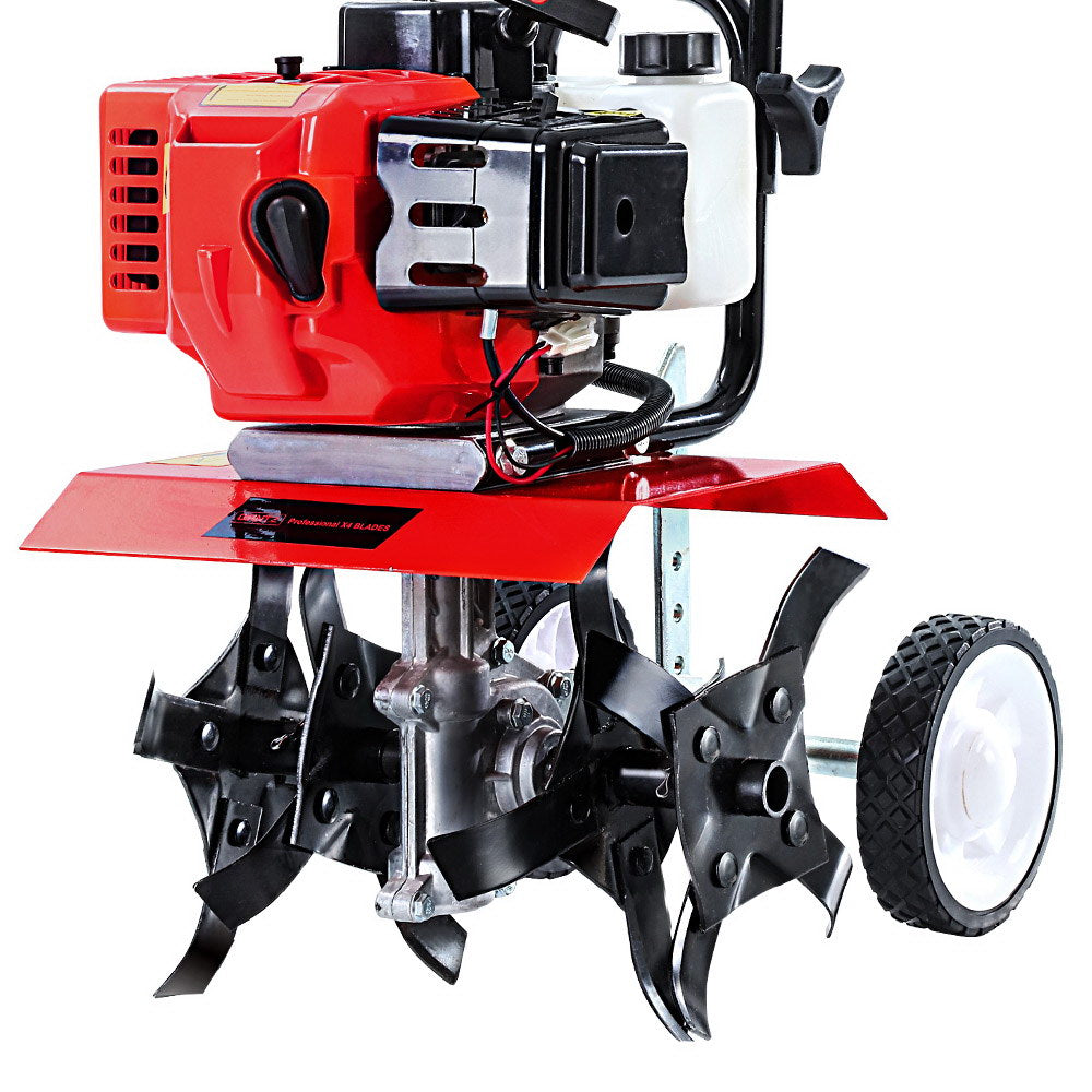 Giantz 65CC Tiller Garden Cultivator Rototiller 4 Blades Soil Plower Mini Rotary Hoe GTC-SIF-4B-OG