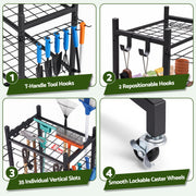 Gardeon Garden Tool Organizer with Wheels Heavy Duty Garage Yard Storage Cart