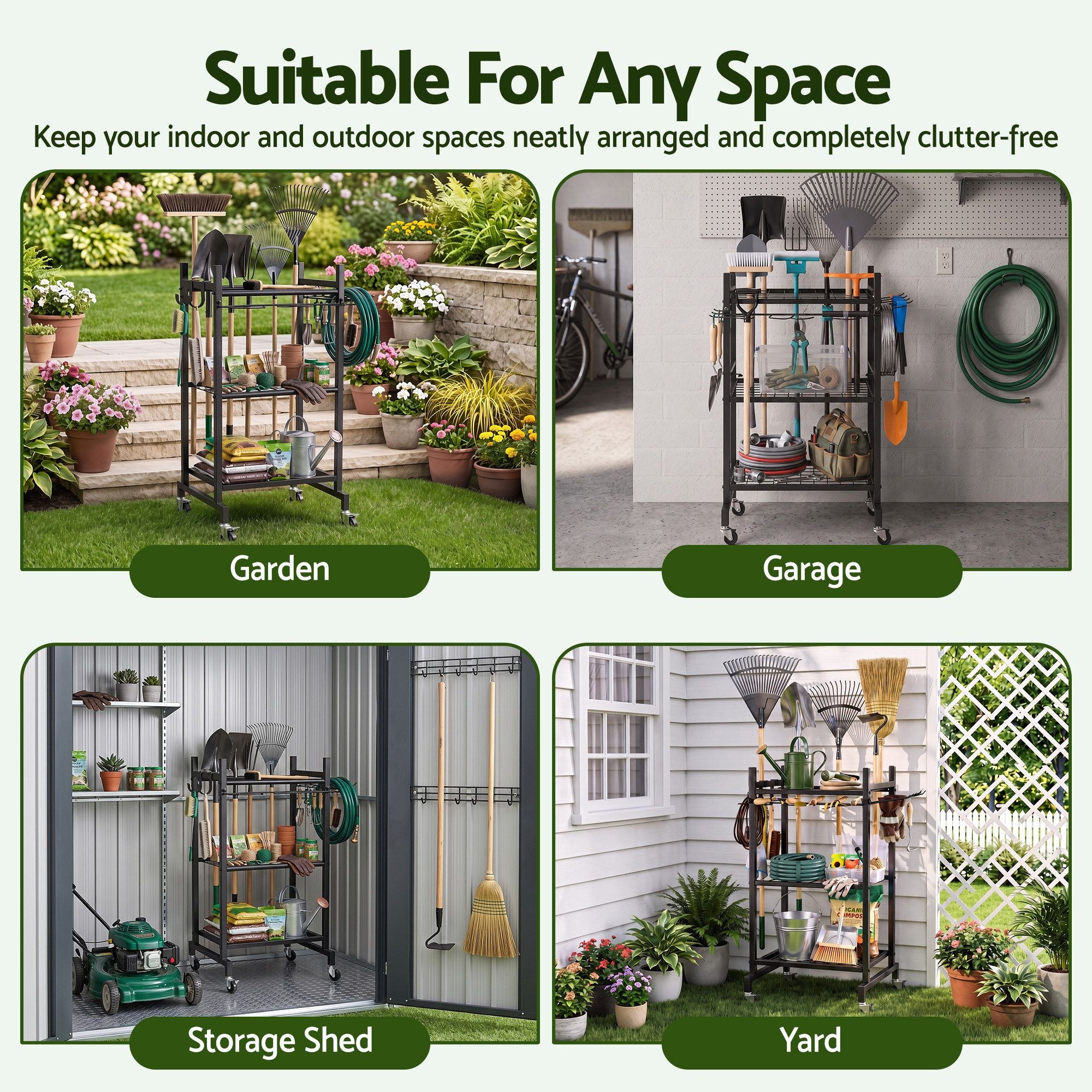 Gardeon Garden Tool Organizer with Wheels Heavy Duty Garage Yard Storage Cart