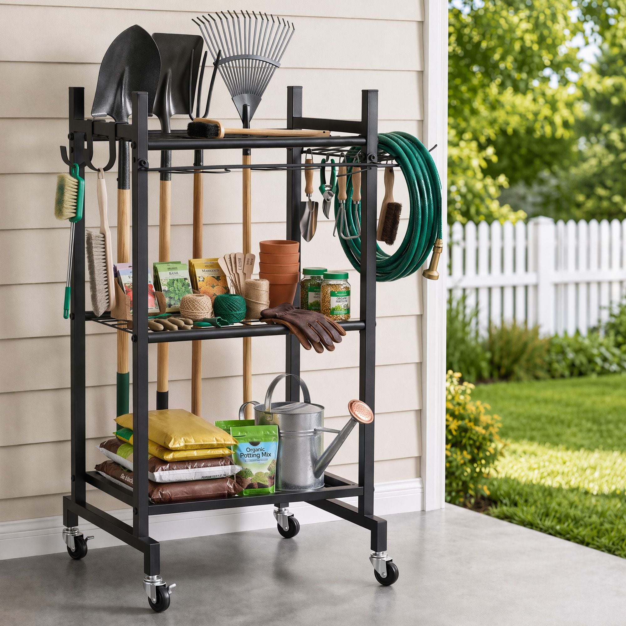 Gardeon Garden Tool Organizer with Wheels Heavy Duty Garage Yard Storage Cart