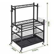 Gardeon Garden Tool Organizer Rack 16 Slots Rolling Garage Storage with Hooks