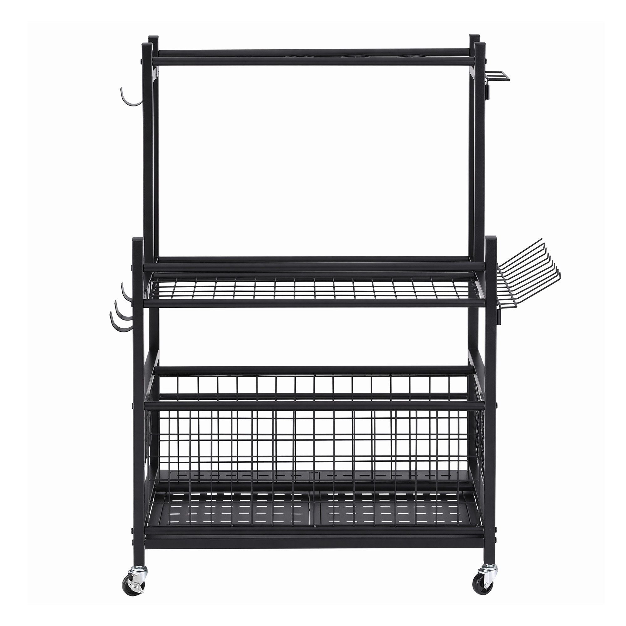 Gardeon Garden Tool Organizer Rack 16 Slots Rolling Garage Storage with Hooks