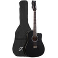 Alpha 42 Inch Acoustic Guitar 12 Strings w/ Equaliser Electric Output Jack Black GUITAR-D-12-STRING-BK
