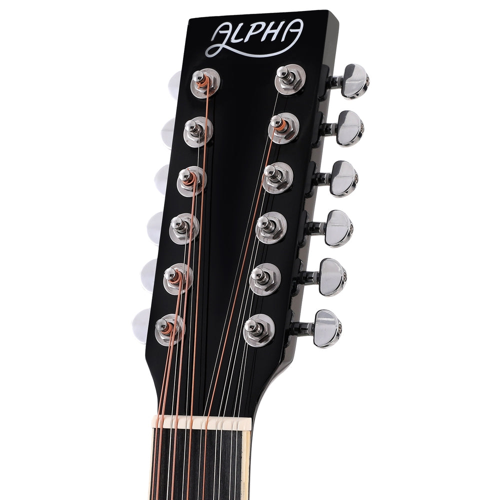 Alpha 42 Inch Acoustic Guitar 12 Strings w/ Equaliser Electric Output Jack Black GUITAR-D-12-STRING-BK