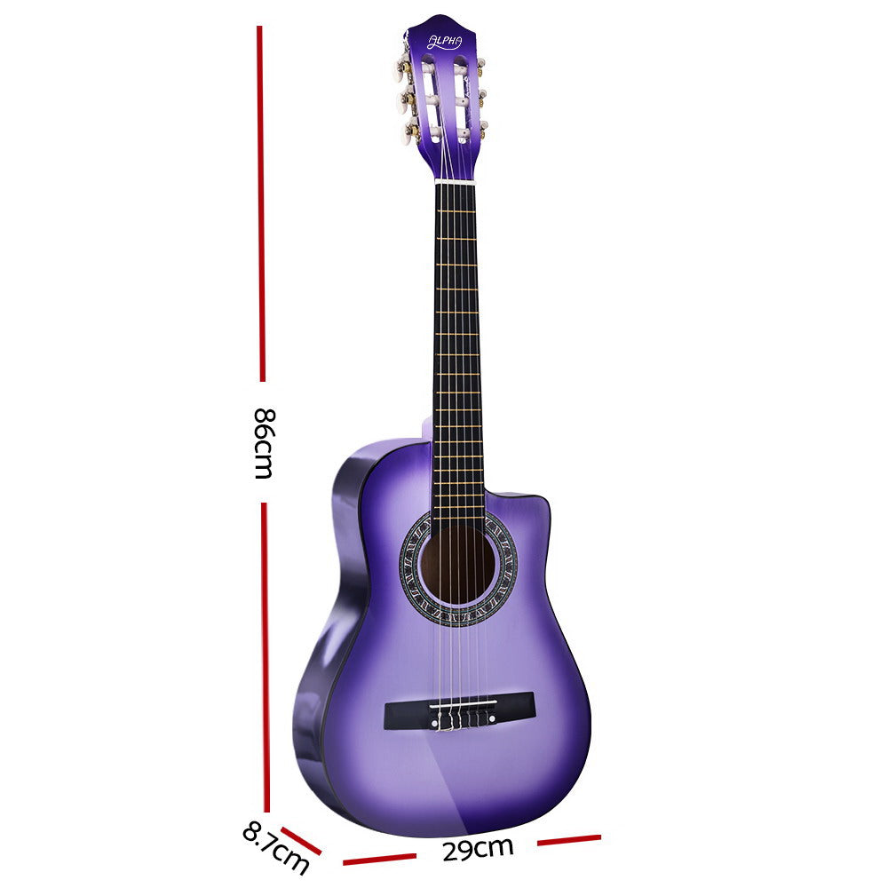 Alpha 34 Inch Classical Guitar Wooden Body Nylon String Beginner Kids Gift Purple GUITAR-D-34-PURPLE