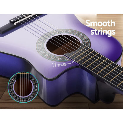 Alpha 34 Inch Classical Guitar Wooden Body Nylon String Beginner Kids Gift Purple GUITAR-D-34-PURPLE