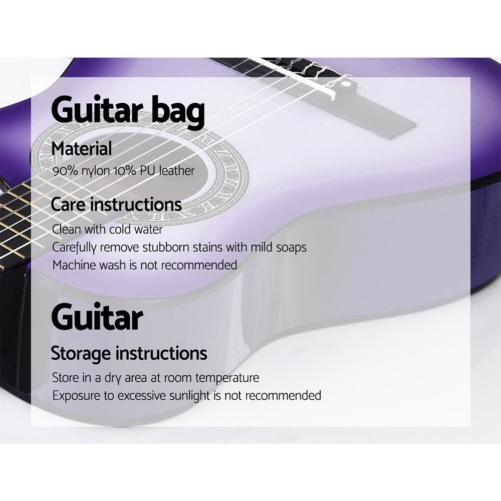 Alpha 34 Inch Classical Guitar Wooden Body Nylon String Beginner Kids Gift Purple GUITAR-D-34-PURPLE