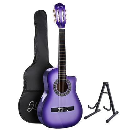 Alpha 34 Inch Classical Guitar Wooden Body Nylon String w/ Stand Beignner Purple GUITAR-D-34-PURPLE-CAPO