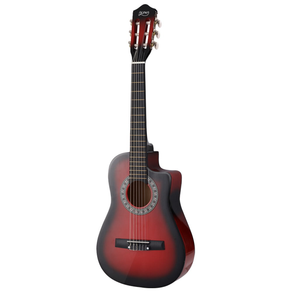 Alpha 34 Inch Classical Guitar Wooden Body Nylon String Beginner Kids Gift Red GUITAR-D-34-RED