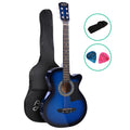 Alpha 38 Inch Acoustic Guitar Wooden Body Steel String Cutaway Blue GUITAR-D-38-BLS