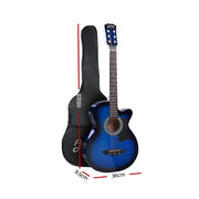 Alpha 38 Inch Acoustic Guitar Wooden Body Steel String Cutaway Blue GUITAR-D-38-BLS