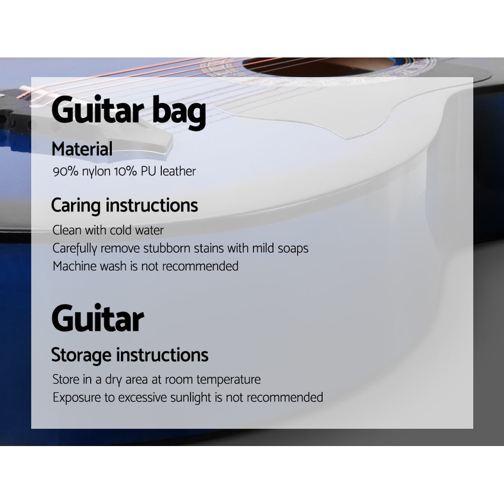 Alpha 38 Inch Acoustic Guitar Wooden Body Steel String Cutaway Blue GUITAR-D-38-BLS