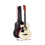 Alpha 38 Inch Acoustic Guitar Wooden Body Steel String Full Size Left Handed GUITAR-D-38-NAT-LF
