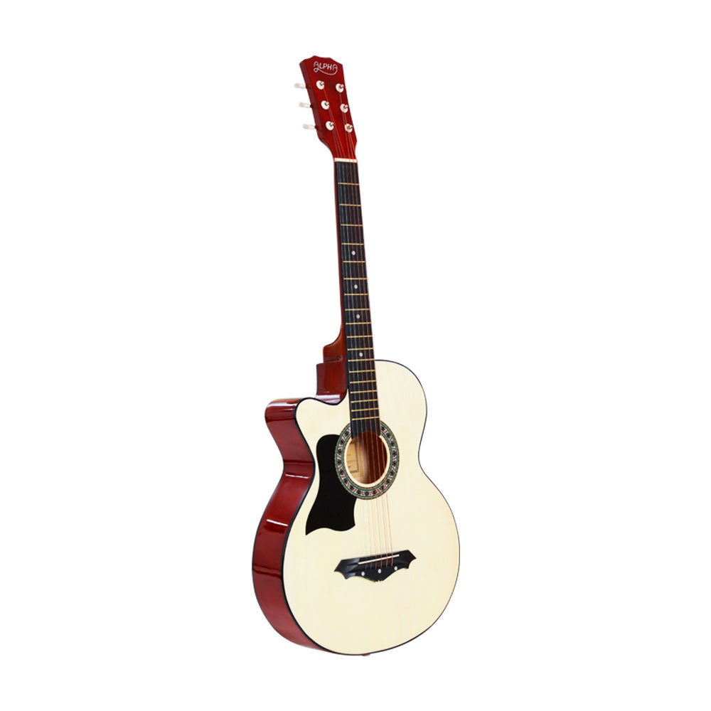 Alpha 38 Inch Acoustic Guitar Wooden Body Steel String Full Size Left Handed GUITAR-D-38-NAT-LF