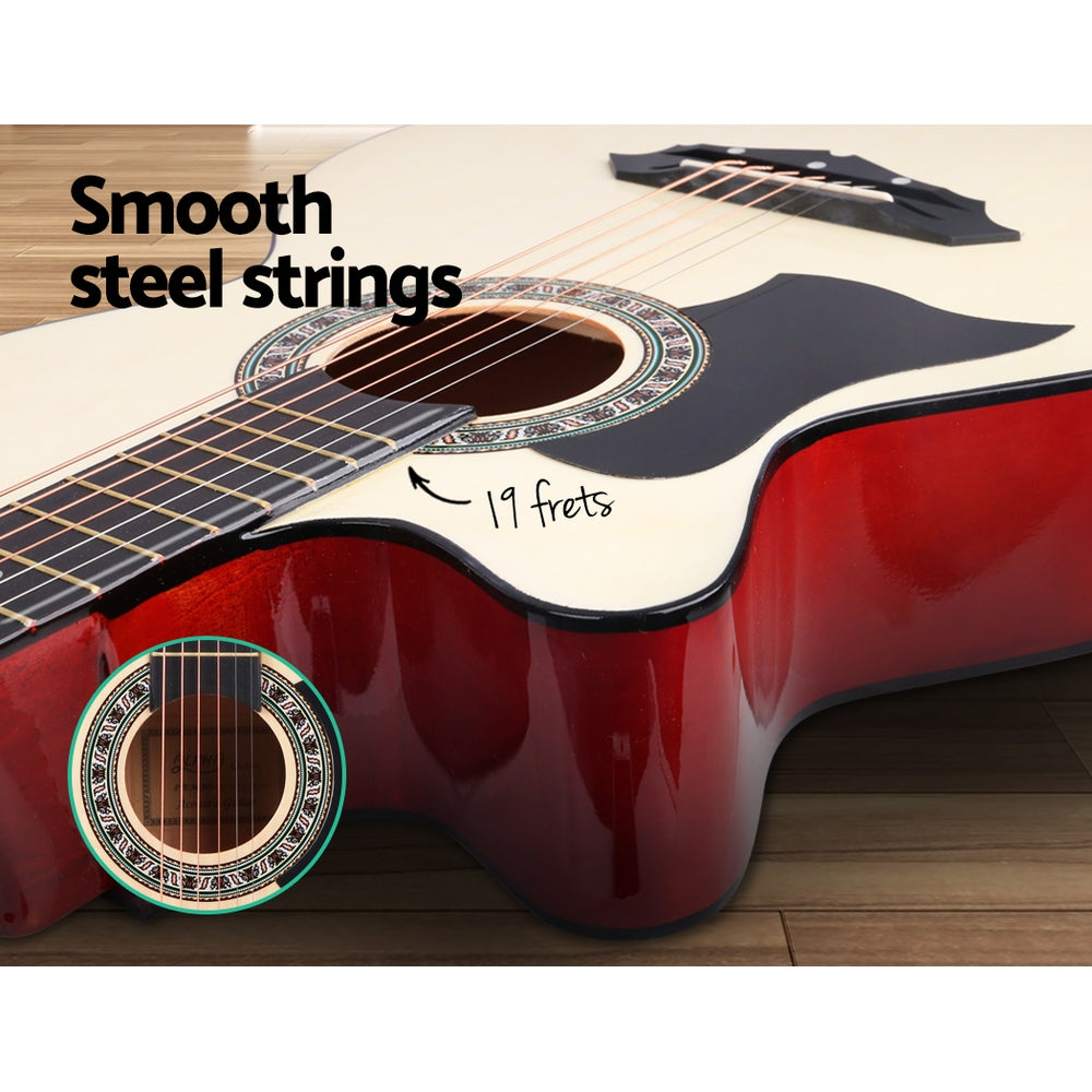 Alpha 38 Inch Acoustic Guitar Wooden Body Steel String Full Size Left Handed GUITAR-D-38-NAT-LF