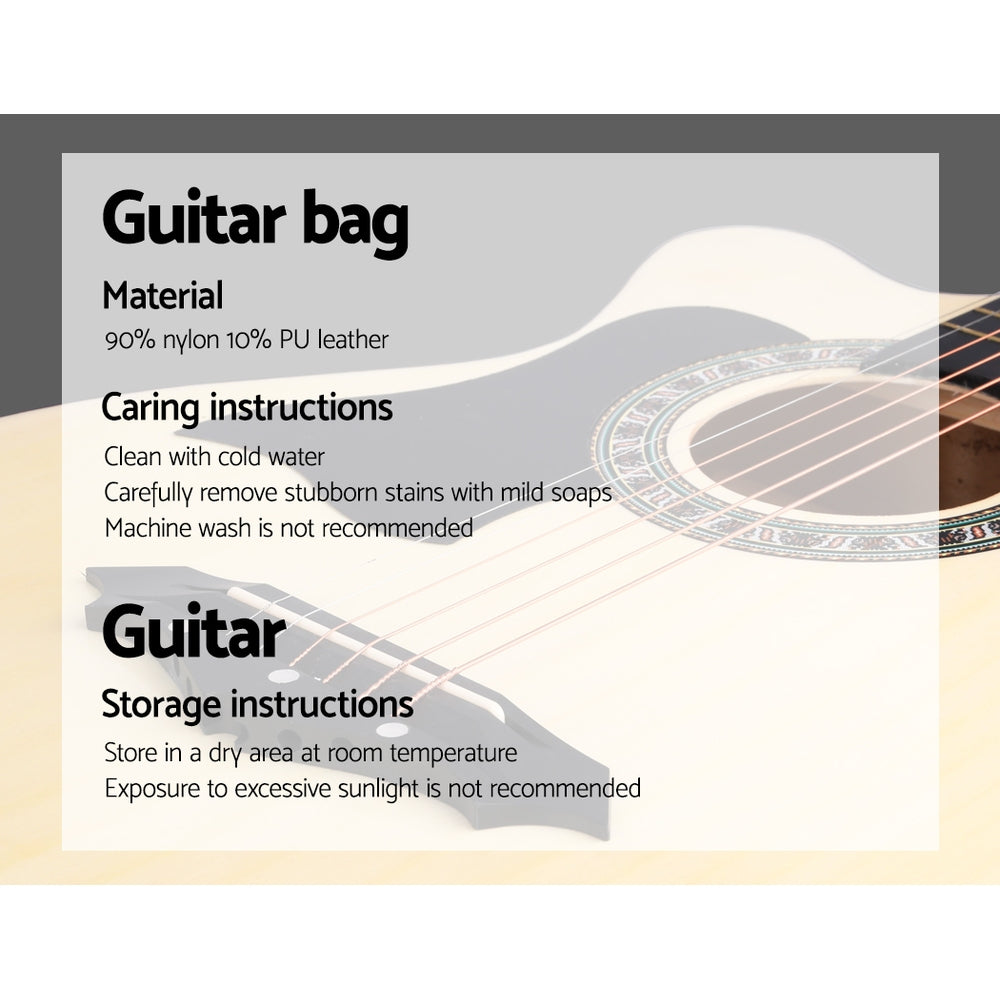 Alpha 38 Inch Acoustic Guitar Wooden Body Steel String Full Size Left Handed GUITAR-D-38-NAT-LF