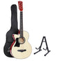 Alpha 38 Inch Acoustic Guitar Wooden Body Steel String w/ Stand Left Handed GUITAR-D-38-NAT-LF-CAPO