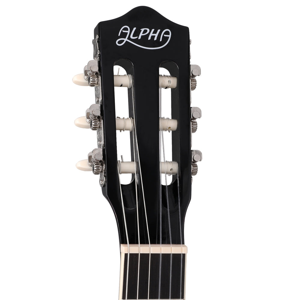 Alpha 39 Inch Classical Guitar Wooden Body Nylon String Beginner Gift Black GUITAR-D-39-BK
