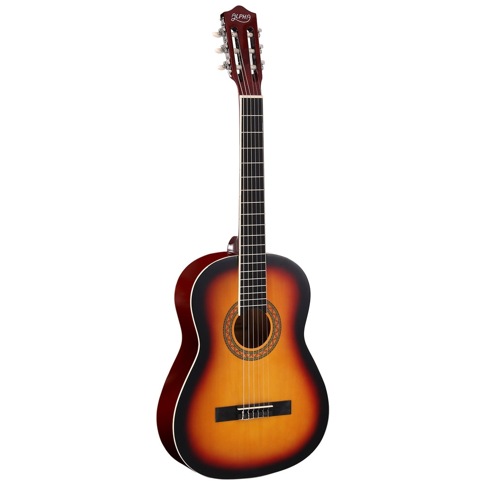 Alpha 39 Inch Classical Guitar Wooden Body Nylon String Beginner Gift Sunburst GUITAR-D-39-YE