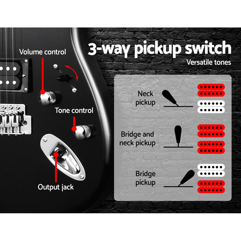 Alpha 41 Inch Electirc Guitar Humbucker Pickup Switch Full Size Black GUITAR-D-41-ELEC-BK