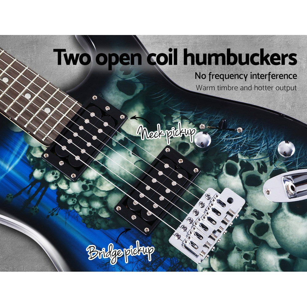 Alpha 41 Inch Electirc Guitar Humbucker Pickup Switch Full Size Skull Pattern GUITAR-D-41-ELEC-SKULL